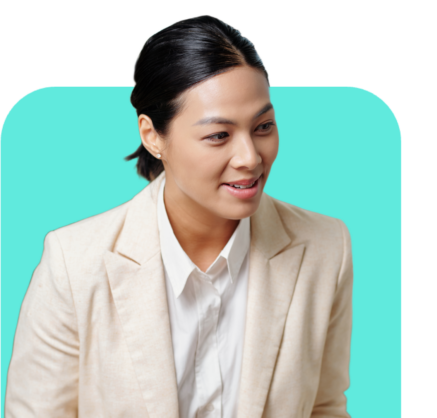 Person 7 A woman in a beige blazer smiling thoughtfully, with the text "Change, Transformation, Impact" overlaid.