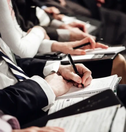 person2 Peserta program internal coaching certification mencatat materi selama sesi pelatihan kepemimpinan.